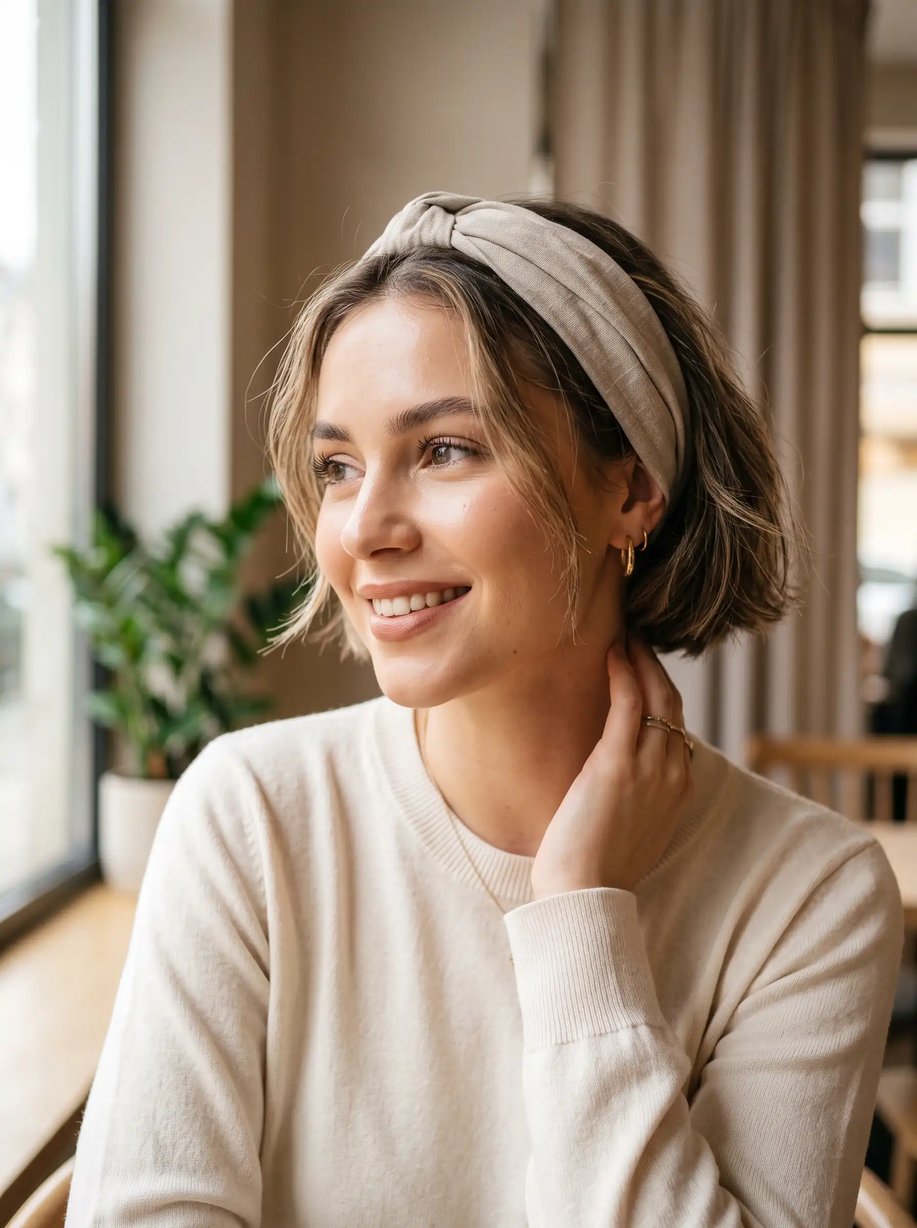 short hairstyle with headband