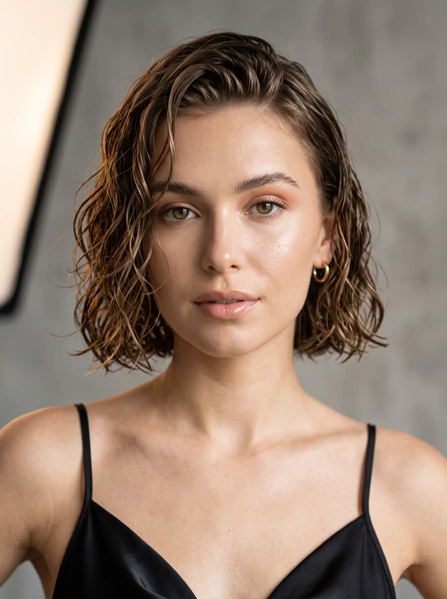 wet-look waves for short hair